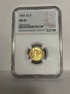 1903 US Gold $2.50 Liberty Head Quarter Eagle - NGC MS65