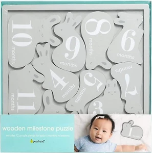 Pearhead Wooden Monthly Milestone Puzzle Baby Gift NEW in box - Picture 1 of 6