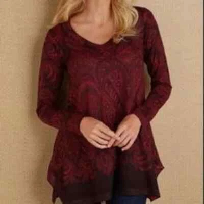 Suéter túnica cachemira roja talla M Soft Surroundings para mujer  Foto 1 de 4