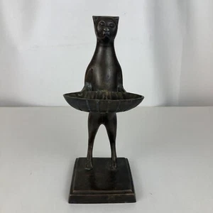 Brass / Bronze Standing Cat Business Card Holder Soap Dish Jewelry Change - Picture 1 of 5