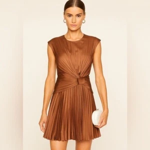 Acler pleated satin mini dress copper cap sleeve Size 4 - Bild 1 von 9