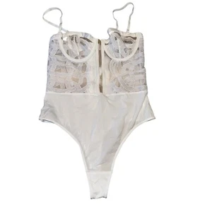 Body donna nuovo senza etichette LIVY Kimbaku bianco perizoma trasparente 32B - Foto 1 di 9