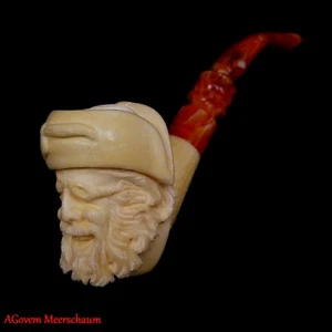 Pipa para fumar espuma de mar pirata vikingo, pipa de tabaco tallada en turco AGM-1102 - Imagen 1 de 12