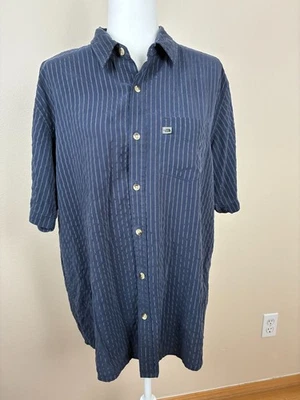 The North Face Shirt Men's Large Short Sleeve Blue White Stripe Button Up Hiking - Image 1 of 4