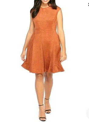 Vestido funda sin mangas de gamuza sintética pan de jengibre talla 3X The Limited Plus para mujer Foto 1 de 4