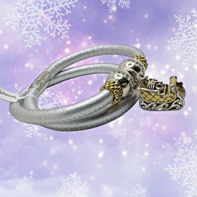 Pulsera BRIGHTON SILVER WOODSTOCK con dije de trineo y cuentas GLAM + ROCKY ROAD NUEVA CON ETIQUETAS Foto 1 de 4