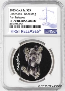 2025 Cook Islands $5 1oz Silver Underlook: Under-Dog NGC PF70 First Release - Picture 1 of 2