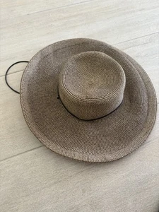 Caribbean Joe Sun Hat w/Chin Strap-Natural Color-one size-Packable-4.5 Inch Brim - Picture 1 of 2