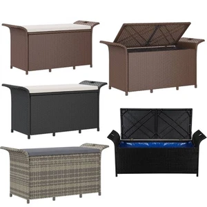 Gartenbank mit Kissen und Stauraum Poly Rattan Sitzbank Balkonbank Gartenmöbel - Bild 1 von 26