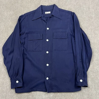 Vintage 40s 50s Van Heusen Gabardine Loop Collar Button Shirt Mens S Rockabilly - Image 1 of 4