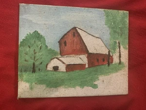 Volkskunst Bauernhof Scheune Miniaturmalerei - Bild 1 von 2