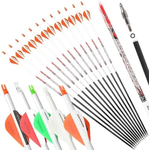 32" Pure Carbon Arrows SP300-800 Shaft ID6.2 Vanes Recurve Compound Bow Hunting - Picture 1 of 26