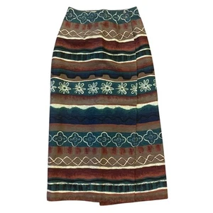Banjo Texas Aztec Floral Western Long Maxi Skirt Women’s Sz M Cowgirl Casual - Picture 1 of 9