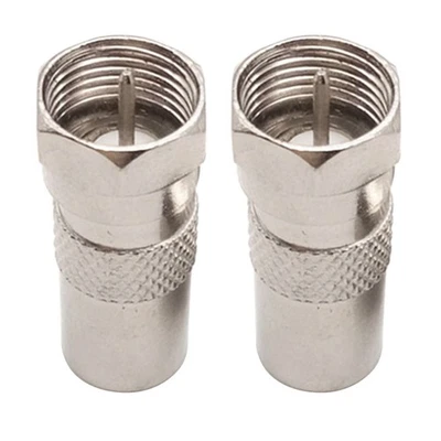 2Pcs F Type Male Plug to RCA Female Jack RF Video TV Cable Adapter Connector - Image 1 of 4