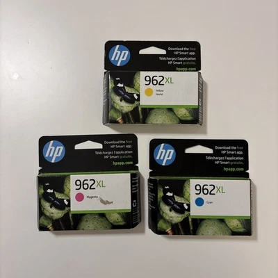 Paquete de 3 tintas HP genuinas 962XL color amarillo cian magenta OFFICEJET PRO Ex 2025 2026 Foto 1 de 4