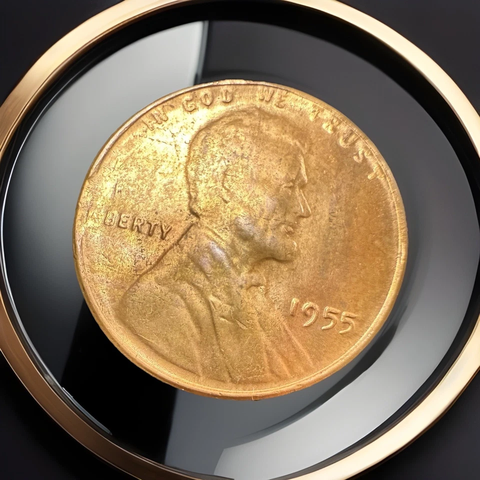 1955 LINCOLN PENNY DDO-003 BU STRIKE THROUGH GREASE POOR MAN DDO ERROR DIE CLASH - Image 1 of 4