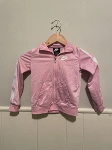 Nike Girls 4T Pink Zip Up Hoodie Satin With Full Arm Logo Kids Clothing - Picture 1 of 4