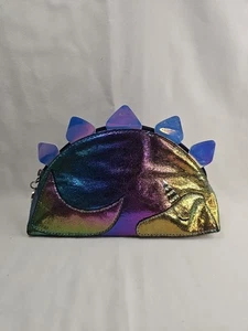 Bath & Body Works Stegosaurus Dinosaurier Reißverschluss Beutel Regenbogen Metallic 8x4,5" EUC - Bild 1 von 7