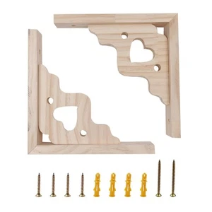 2PCS Wooden Shelf Brackets,8" Wall Mount Natural Wood Bracket,Solid Bracket S... - Picture 1 of 5