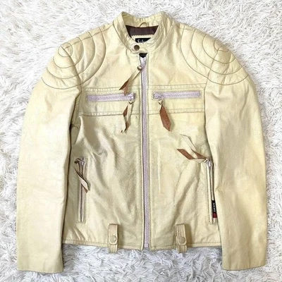 SCHOTT Single Rider Leather Jacket Motorcycle Wear Beige/Yellow Motorcycle Wear - Image 1 of 4