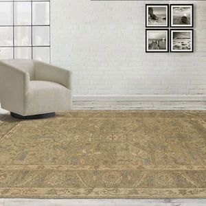 Tufenkian Jozan Walnut Sheared Hand Knotted Wool Area Rug Moss 5'6" x 8'6" - Picture 1 of 8