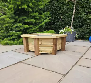 Handmade Raised Wooden Octagonal Garden Planter 80x80x31cm - Picture 1 of 5
