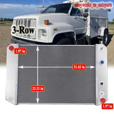 3 Core Radiator  Fit 1991-2002 Chevy C60 C70 Kodiak GMC C6000 Topkick 6.0L 6.6L - Image 1 of 4