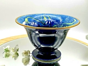 Vintage Stunning Studio art CHINA HAND PAINTED small stemmed Vase Collectible - Picture 1 of 11