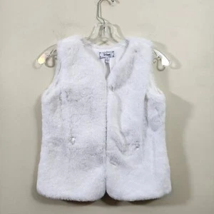 D-signed by Disney white faux fur button front vest girl's size M 10/12 - Picture 1 of 8