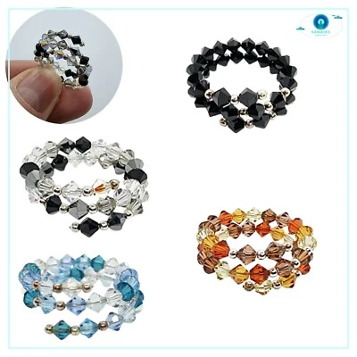 Anello da donna con cristalli colorati luminoso pepite in argento regolabile in - Immagine 1 di 4