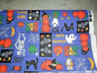 UNWASHED COTTON FABRIC PUMPKINS CATS GHOSE BATS - Image 1 of 3