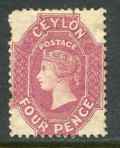 Ceilán 1863-66 (c) CC tipo 5 perf 121/2 4d rosa SG 52b bisagras como nuevo (cat. £650) - Imagen 1 de 2