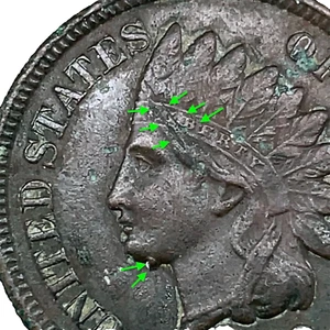 1900 Huge Goat Bear 1 In Chin - Double Liberty- MINT ERROR Indian Head Cent 1c - Picture 1 of 12