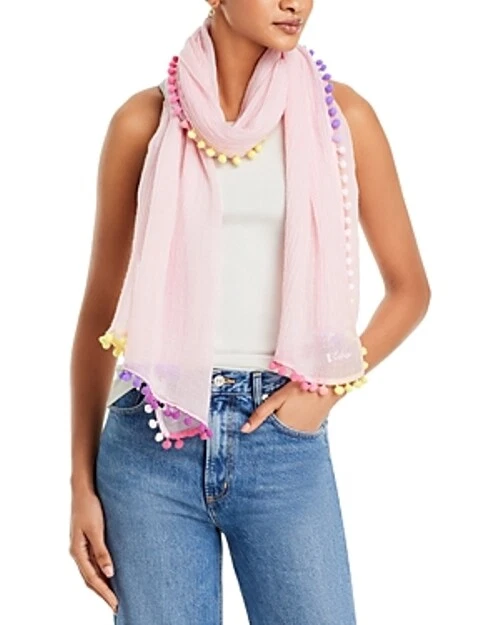 Echo Gumball Pompom Wrap Scarf Candy Pink 29"W "L
