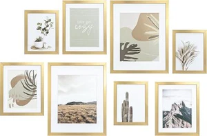 8 Pack Modern Gallery Wall Frame Set, Gold Picture Frames Collage Wall Decor - Picture 1 of 6