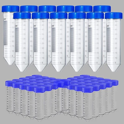 Tubo centrífugo cónico 100 piezas 50 ml e fondo cónico, tapones de rosca a prueba de fugas, estéril Foto 1 de 4