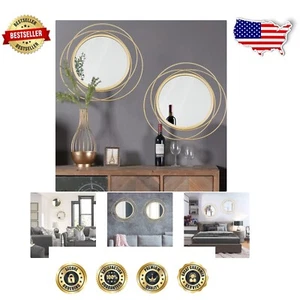 15.7-Inch Round Gold Mirrors - Chic Home Decor for Living Room or Entryway - Picture 1 of 9