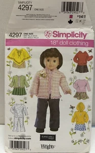 Simplicity 4297 18" Doll Clothing Pattern 2006 Elaine Heigl Designs - Picture 1 of 15