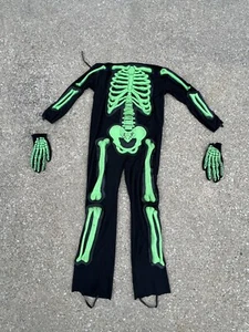 Vintage Easter Unlimited Skeleton Costume Child Medium Halloween Green Fun World - Picture 1 of 7