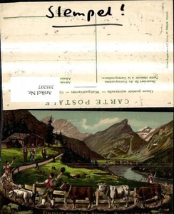 205207,Präge Ak Viehtrieb Kühe Rinder a. Alm Berge Alpianrt Depart pour les Alpe - Picture 1 of 1