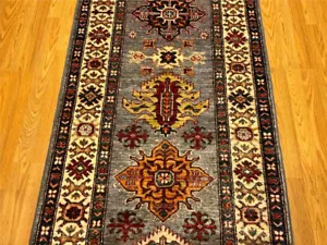 Corredor kazajo cena fina calidad hecha a mano 2,9 x 9,6. Tinte natural suave lana fina - Imagen 1 de 12