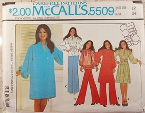 McCALLs 5509 VTG 70s Marlo's Corner That Girl Dress Tunic Pant 12 UNCUT Pattern - Bild 1 von 11