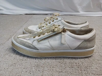 Zapatillas Geox Leelu con cordones cremallera lateral blancas/doradas para mujer 11 Foto 1 de 4