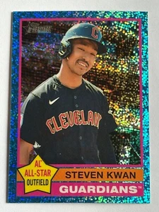 2025 Topps Heritage - Steven Kwan #475 Chrome Silver Sparkle Refractor - Picture 1 of 2