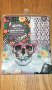 Halloween Skull Day Of The Dead Shower Curtain Spooky Peva 70 X 72 NWT - Picture 1 of 7