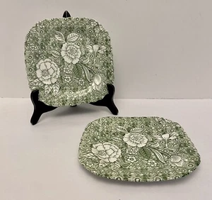 Johnson Brothers Tiffany & Co Liberty Green Square 7.5” Ironstone Plates (2) - Picture 1 of 7
