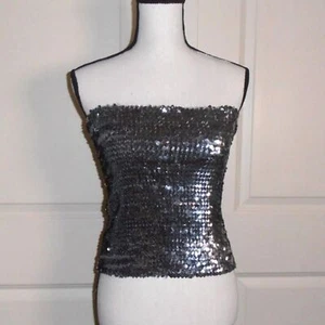 Deslumbrante Top Tubo Sin Tirantes Lentejuelas Plateadas de XXI - Elástico Glamour Talla M ✨ - Imagen 1 de 5