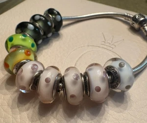 Original Pandora Polka Dots Murano Glas Charm Retired Rare Vintage - Bild 1 von 25