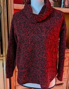 Cute, Ruby Rd cozy marled red & black cowl neck sweater-women's petite (Sz PM)) - Picture 1 of 6