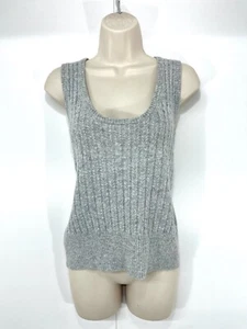 AUSTIN REED Grey Marl Tank Top UK 8 10 S Soft Thin Cable Knit CASHMERE Blend - Picture 1 of 3